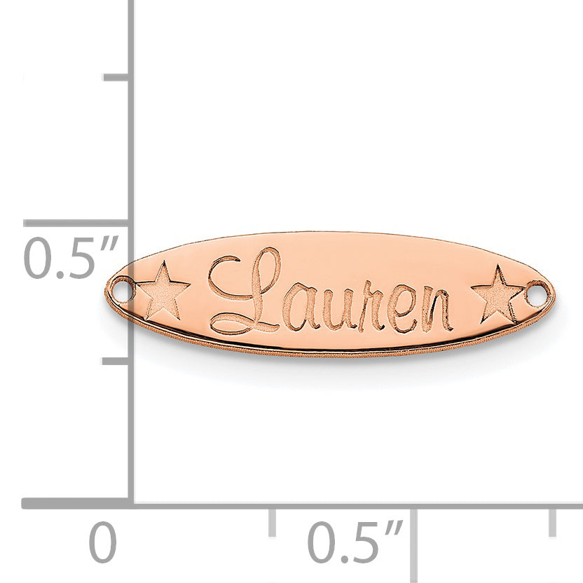 Rose Plated Sterling Silver/Rose Small Oval With Stars Name Plate