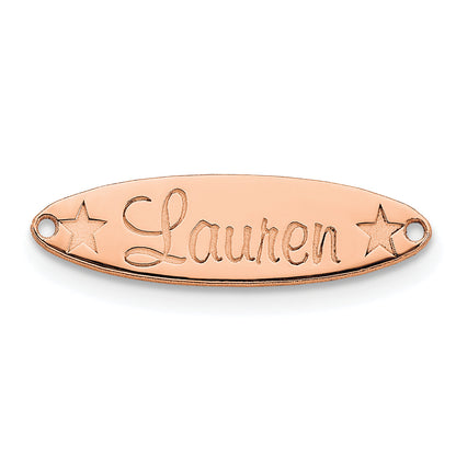 Rose Plated Sterling Silver/Rose Small Oval With Stars Name Plate