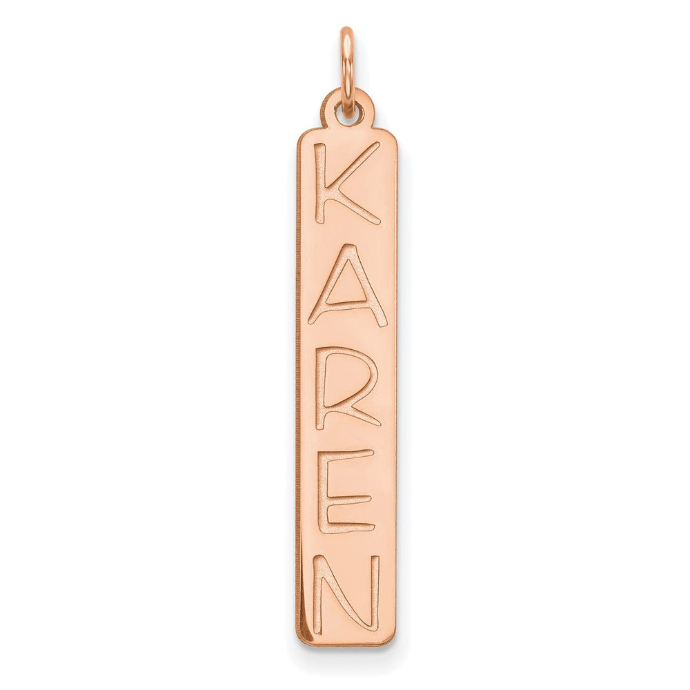 Rose Plated Sterling Silver/Rose Large Garfield Font Bar Charm