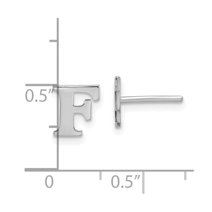 Sterling Silver Rhodium Plated Letter F Initial Post Earrings