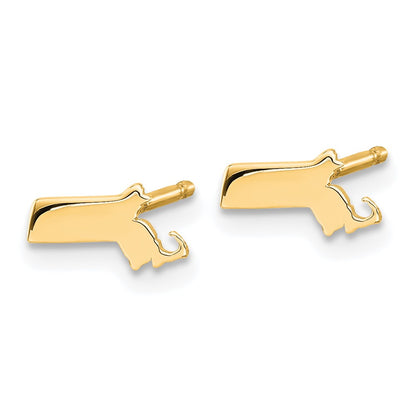 14K Yellow Gold 14Ky Massachusetts State Earrings
