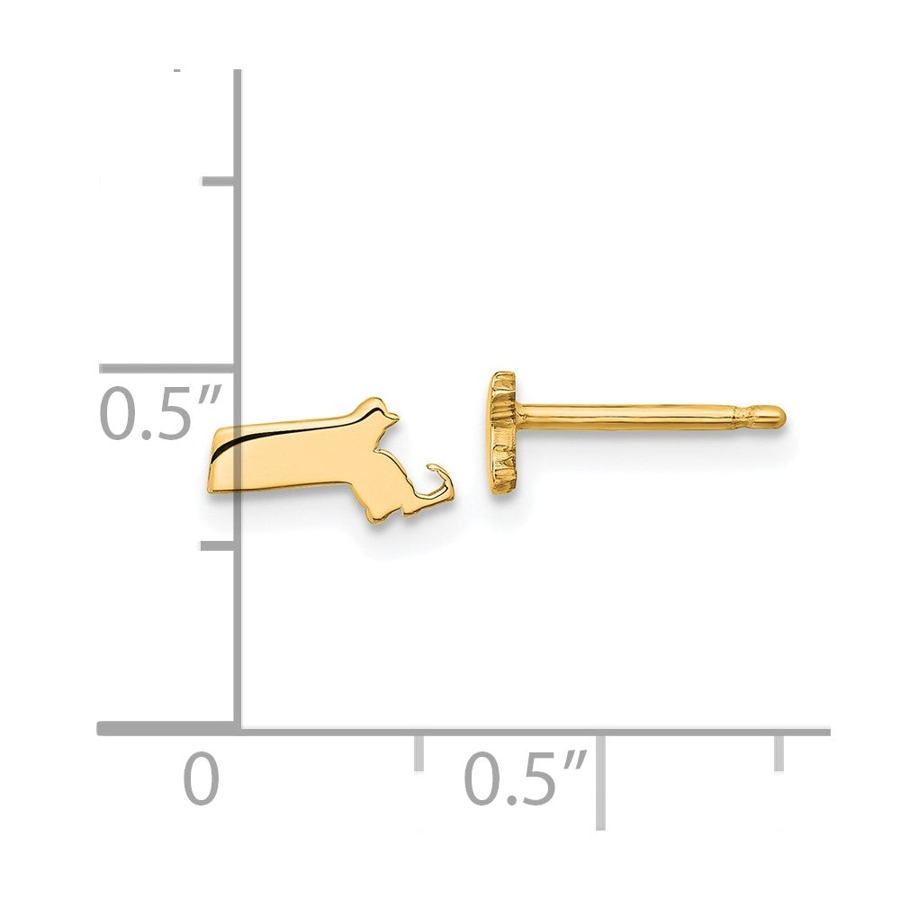 14K Yellow Gold 14Ky Massachusetts State Earrings