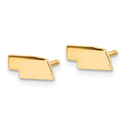 14K Yellow Gold 14Ky Nebraska State Earrings