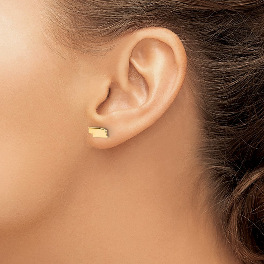 14K Yellow Gold 14Ky Nebraska State Earrings