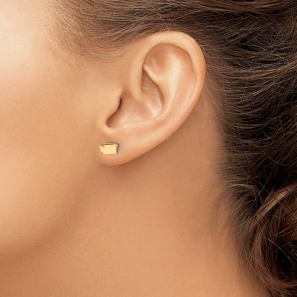 Gold Plated Sterling Silver/Gold Washington State Earrings