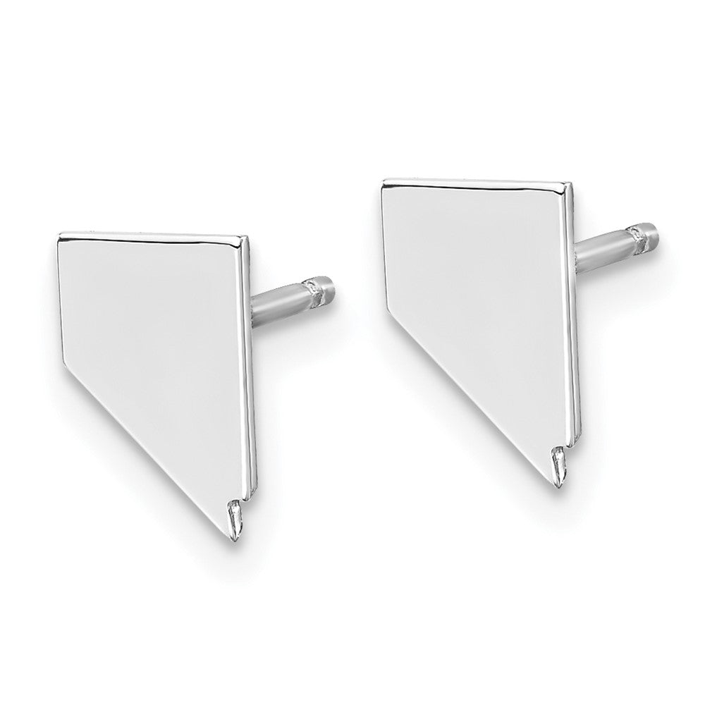Sterling Silver Silver/Rhodium Plated Nevada State Earrings