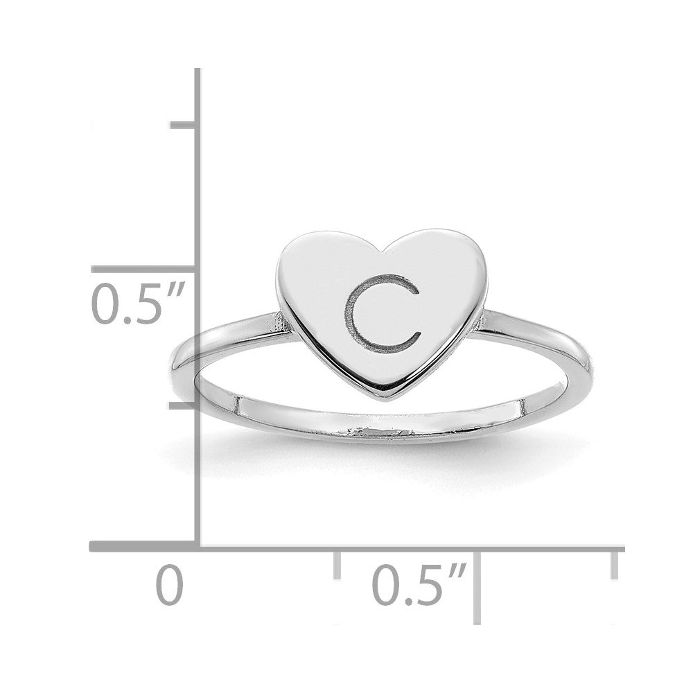 14K White Gold Initial Heart Ring