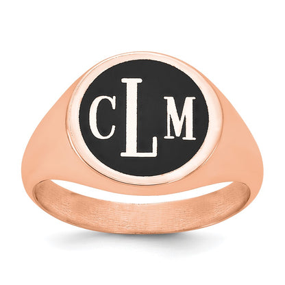 Rose Plated Sterling Silver/Rose With Epoxy Monogram Ring