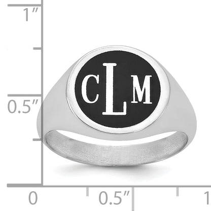14K White Gold With Epoxy Monogram Ring