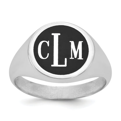 14K White Gold With Epoxy Monogram Ring