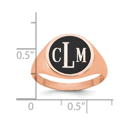 Rose Plated Sterling Silver/Rose With Epoxy Monogram Ring