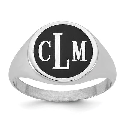 14K White Gold With Epoxy Monogram Ring