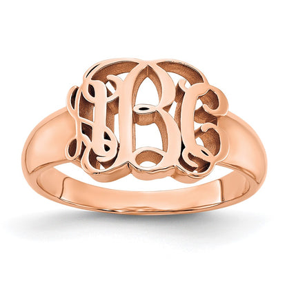 Rose Plated Sterling Silver/Rose Monogram Ring