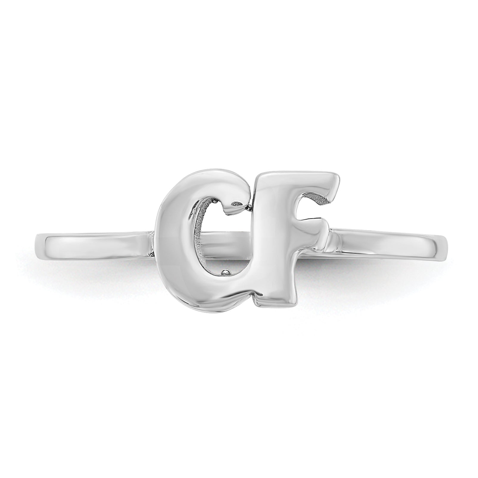 14K White Gold 14Kk Script Or Block Font Double Initial Ring