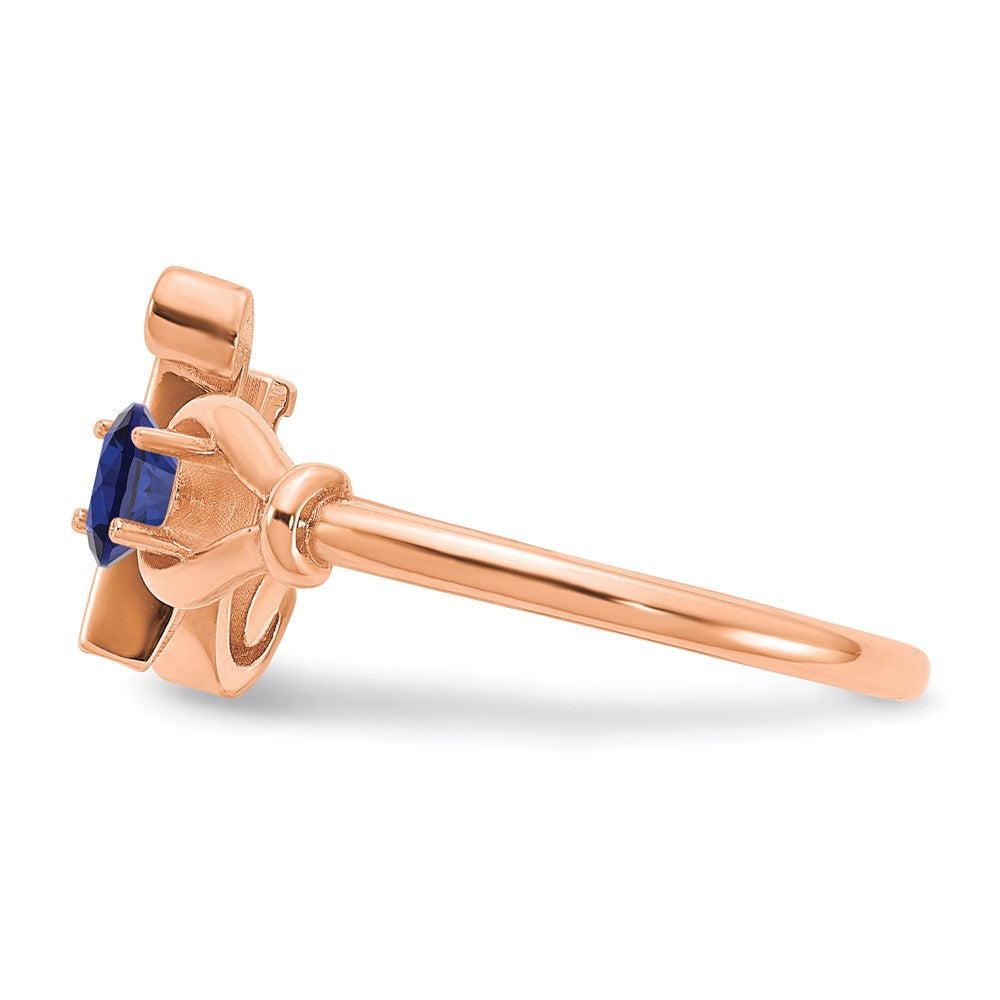 14K Rose Gold Letter N with Birthstone Ring