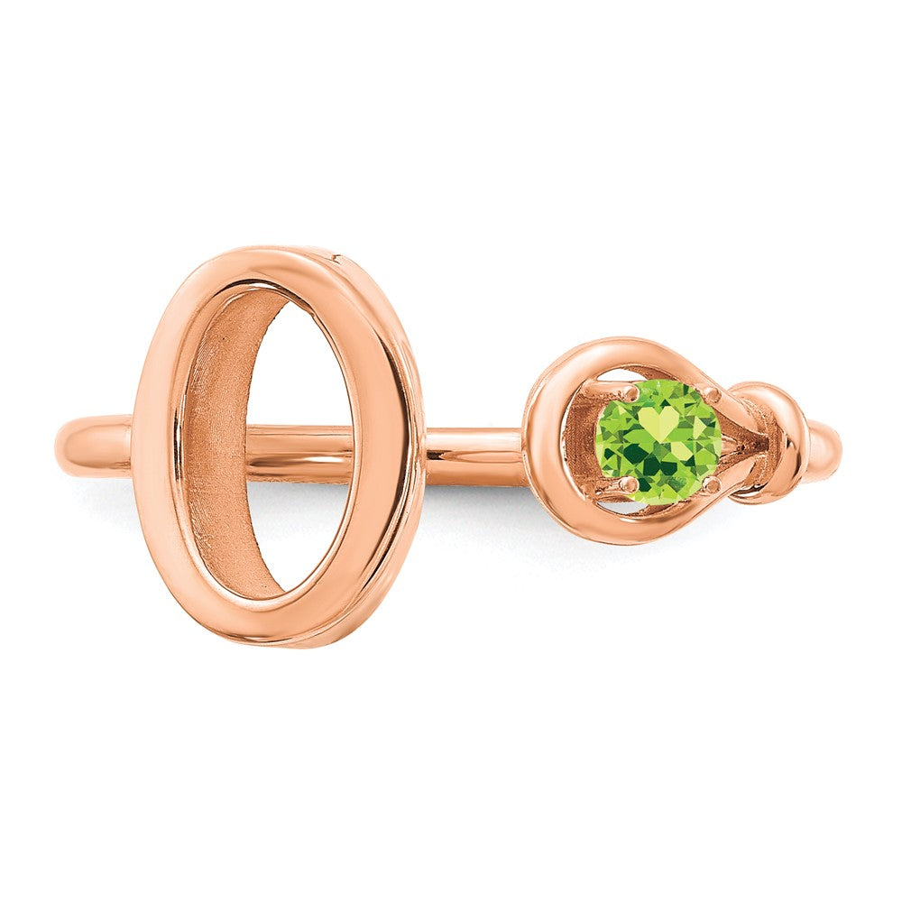 Rose Plated Sterling Silver/Rose Letter O With Birthstone Ring
