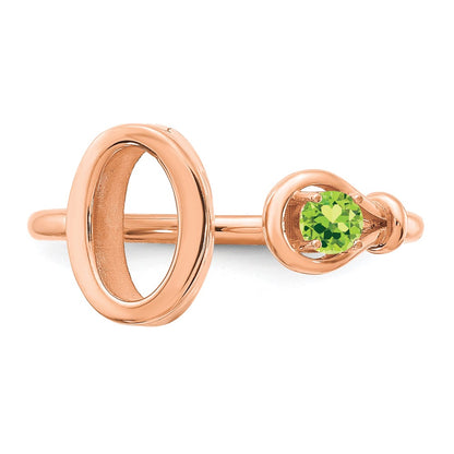 Rose Plated Sterling Silver/Rose Letter O With Birthstone Ring