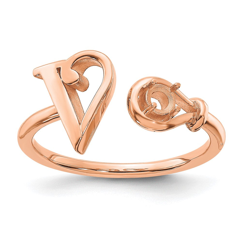 Rose Plated Sterling Silver/Rose Letter V With Birthstone Ring