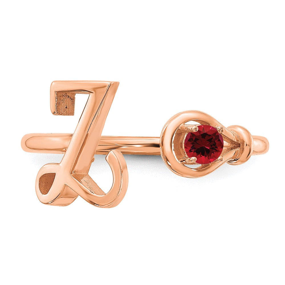 Rose Plated Sterling Silver/Rose Letter Y With Birthstone Ring