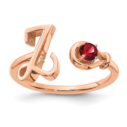 Rose Plated Sterling Silver/Rose Letter Y With Birthstone Ring