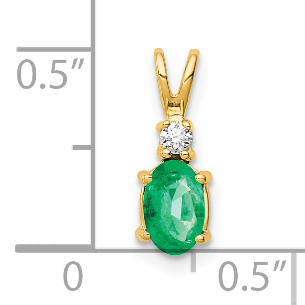 14k Yellow Gold 14k Emerald Diamond pendant