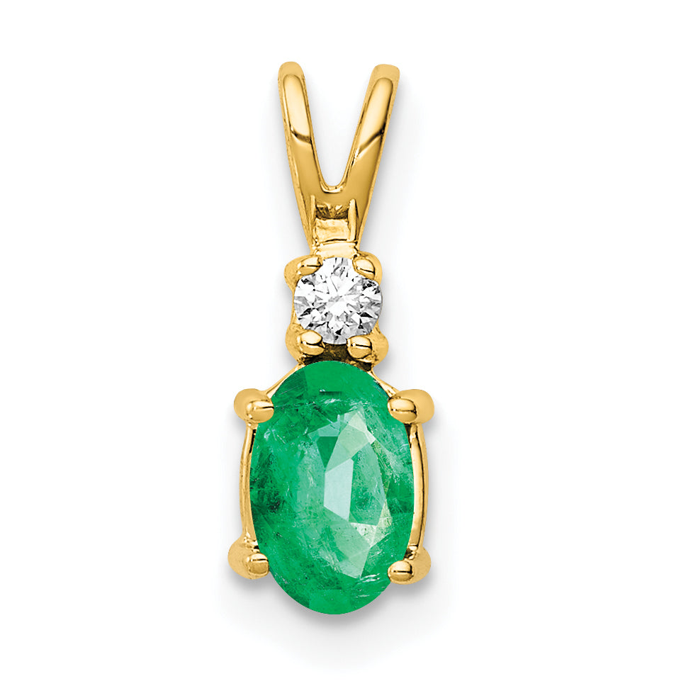 14k Yellow Gold 14k Emerald Diamond pendant