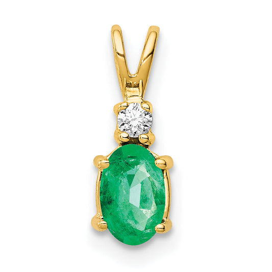 14k Yellow Gold 14k Emerald Diamond pendant