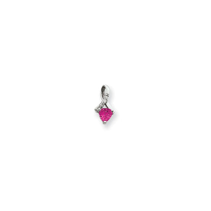 14k White Gold 5mm Pink Tourmaline AAA Diamond pendant