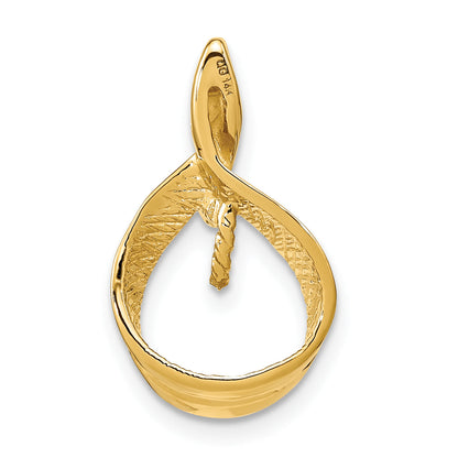 14K Yellow Gold 7mm White Round Freshwater Cultured Pearl Aa Diamond Pendant