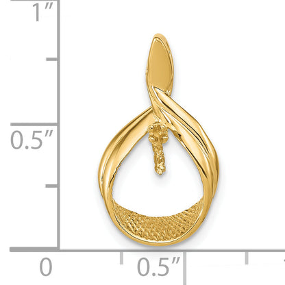 14K Yellow Gold 7mm White Round Freshwater Cultured Pearl Aa Diamond Pendant