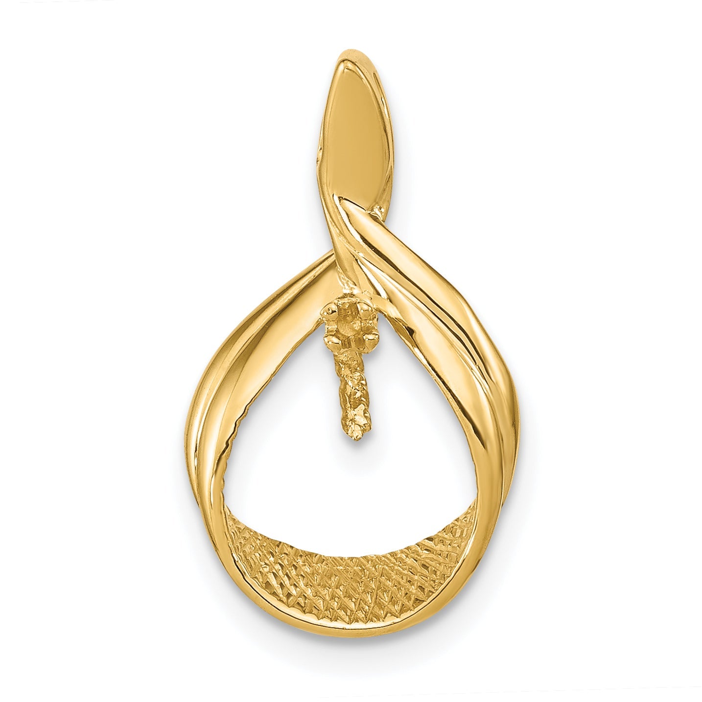 14K Yellow Gold 7mm White Round Freshwater Cultured Pearl Aa Diamond Pendant