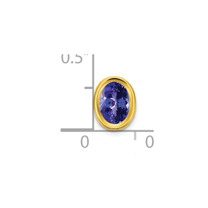 14k Yellow Gold 7x5mm Oval Tanzanite bezel pendant