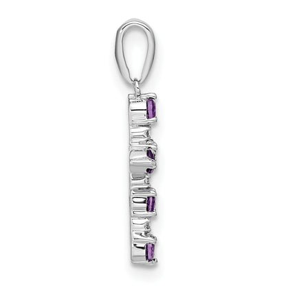 14k White Gold 14k White Gold Amethyst and Diamond Cross Pendant
