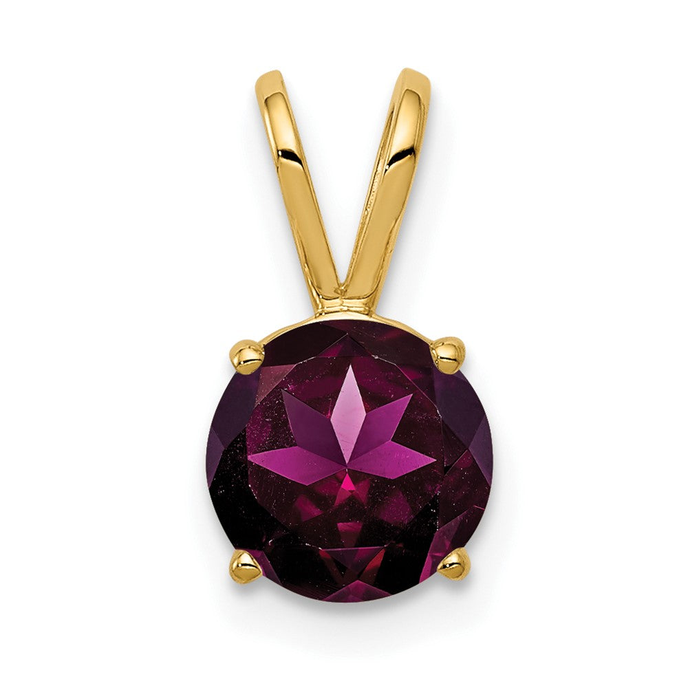 14k Yellow Gold 7mm Rhodolite Garnet pendant