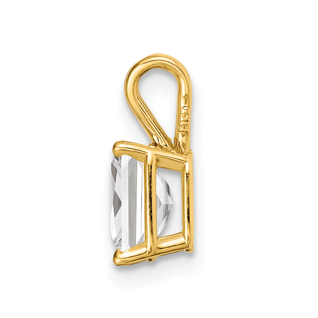 14K Yellow Gold 7X5mm Emerald Cut Cubic Zirconia Pendant