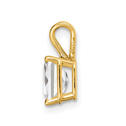 14K Yellow Gold 7X5mm Emerald Cut Cubic Zirconia Pendant