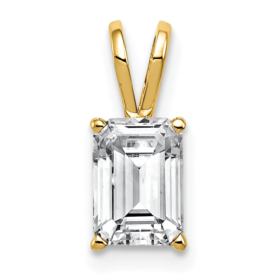 14K Yellow Gold 7X5mm Emerald Cut Cubic Zirconia Pendant