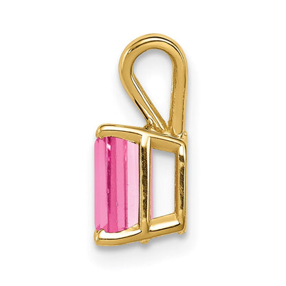 14k Yellow Gold 7x5mm Emerald Cut Pink Tourmaline pendant