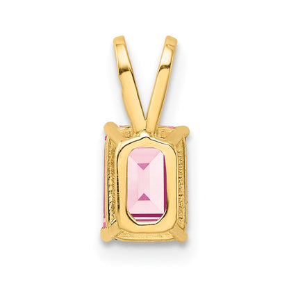 14k Yellow Gold 7x5mm Emerald Cut Pink Tourmaline pendant