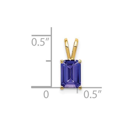 14k Yellow Gold 7x5mm Emerald Cut Tanzanite pendant