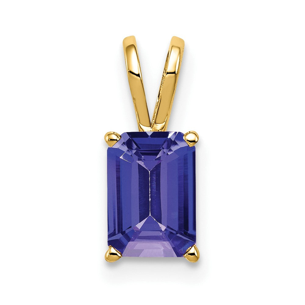 14k Yellow Gold 7x5mm Emerald Cut Tanzanite pendant