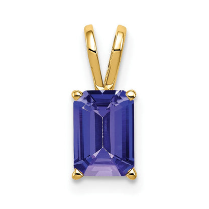 14k Yellow Gold 7x5mm Emerald Cut Tanzanite pendant
