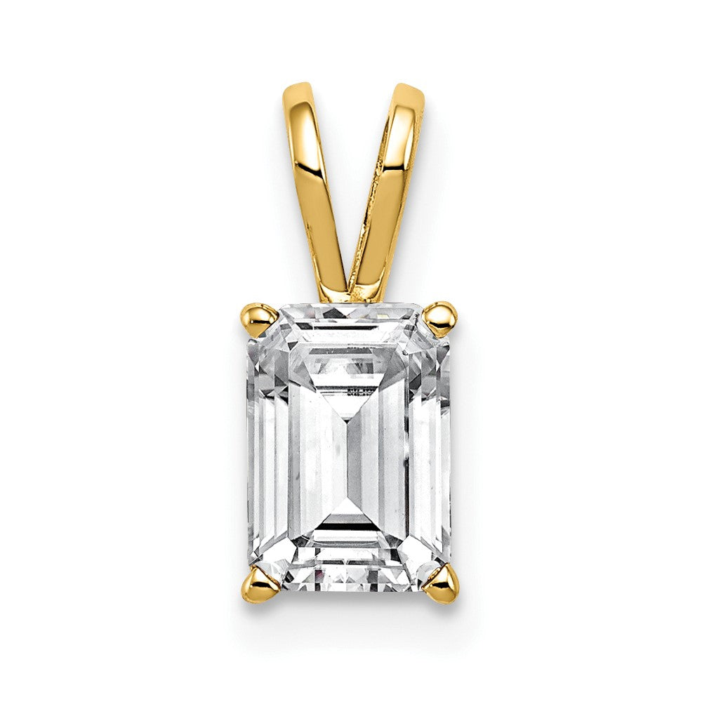 14K Yellow Gold 8X6mm Emerald Cut Cubic Zirconia Pendant