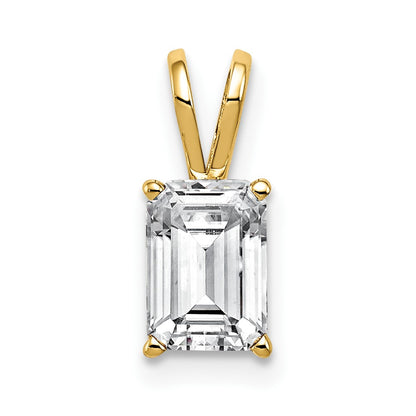 14K Yellow Gold 8X6mm Emerald Cut Cubic Zirconia Pendant