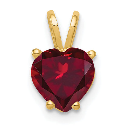 14K Yellow Gold 7mm Heart Created Ruby Pendant
