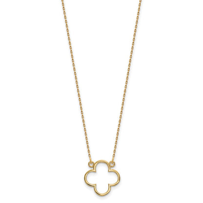 14k Yellow Gold Small necklace Quatrefoil Design