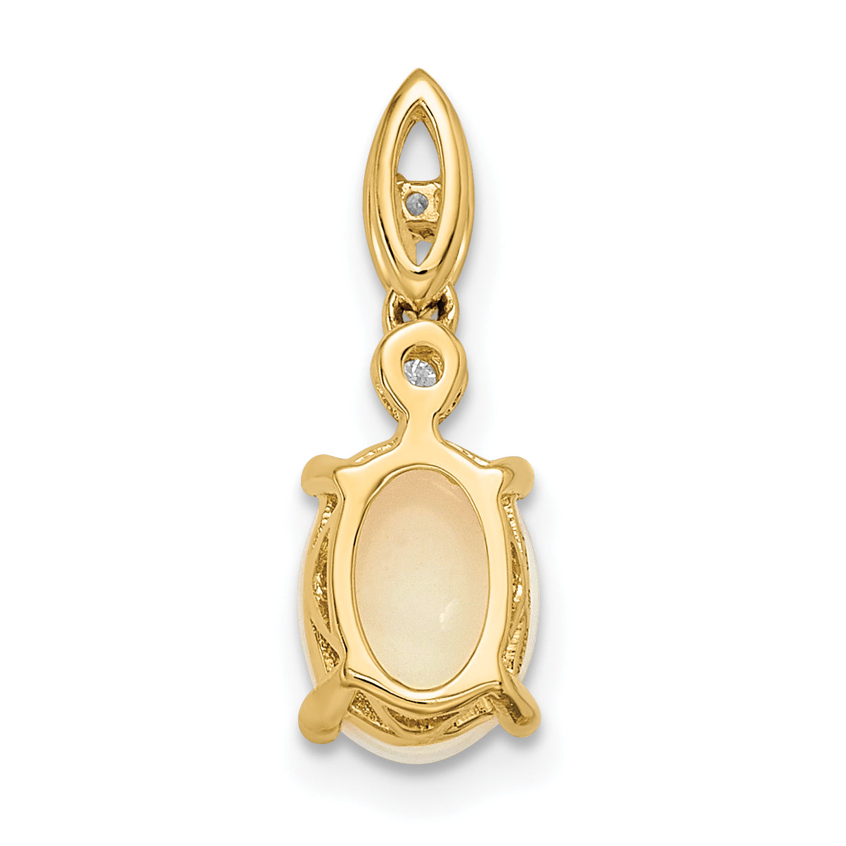 14K Yellow Gold Austrian Opal And Diamond Pendant