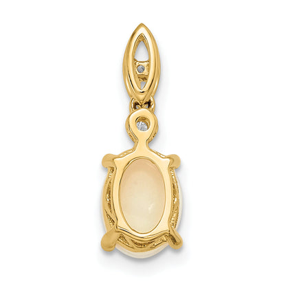 14K Yellow Gold Austrian Opal And Diamond Pendant