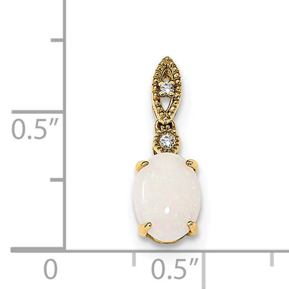 14K Yellow Gold Austrian Opal And Diamond Pendant