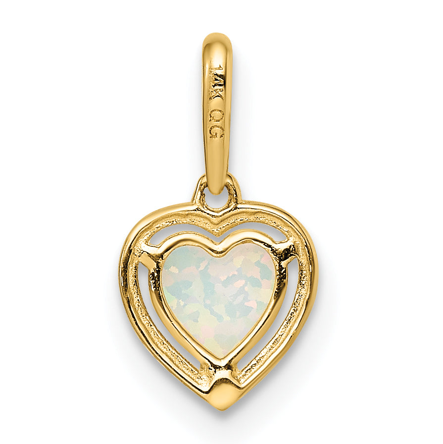 14k Yellow Gold 14k Lab Created Opal Heart Pendant